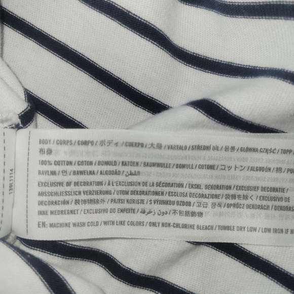 Abercrombis & Fitch Striped Navy & White Women's Crop Top, Size Large - Picture 4 of 6